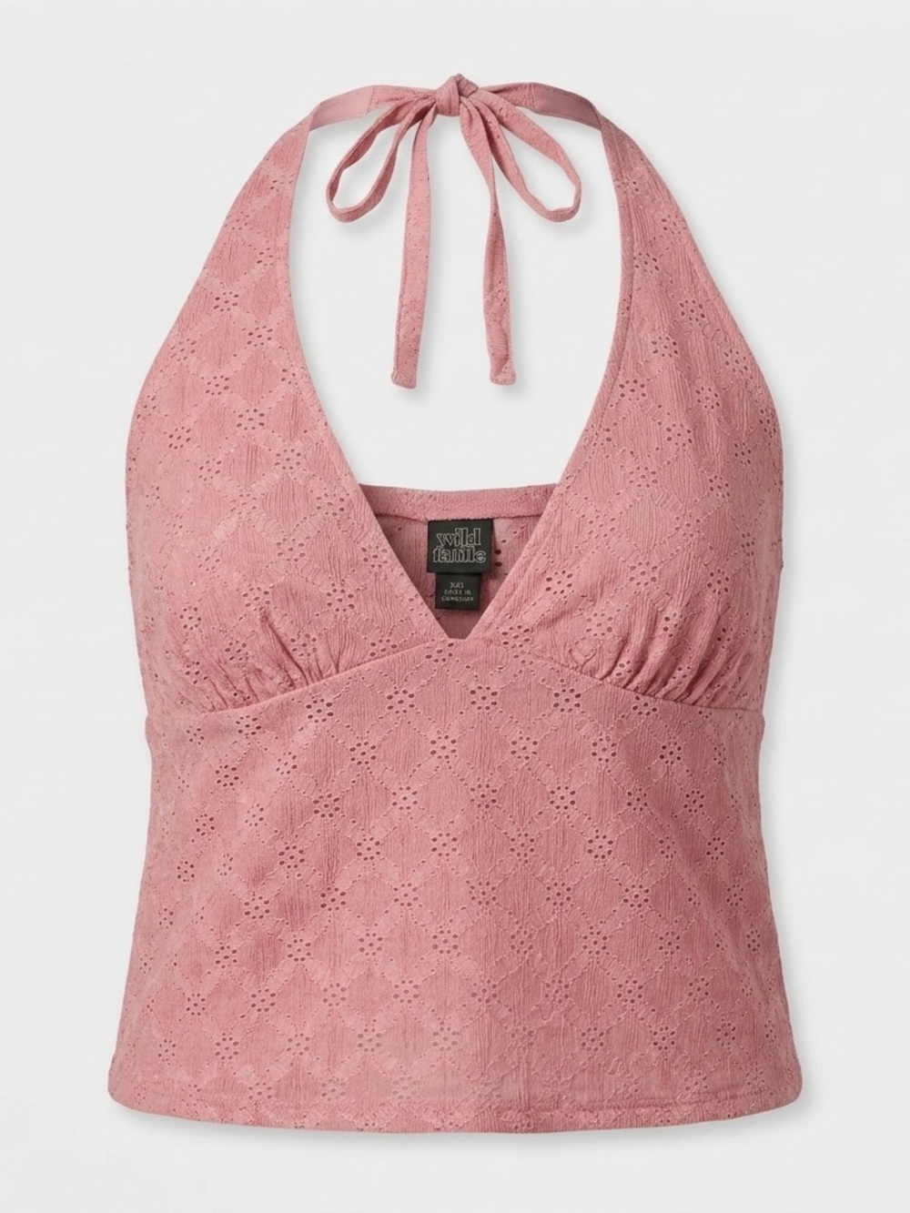 NWT Wild Fable Pink Eyelet Lace Halter Neck Tank Top Size XXL